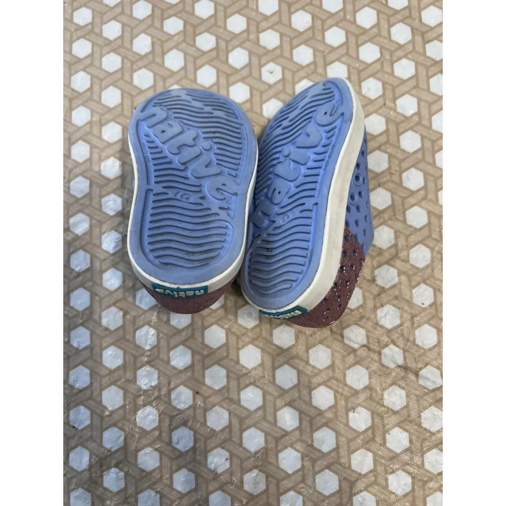 Native Jefferson‎ Shoes Pink/Blue Glitter Toddler Size C4